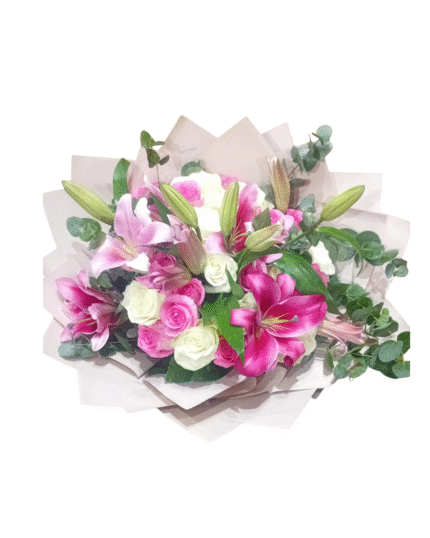 Pink lilies and mix roses